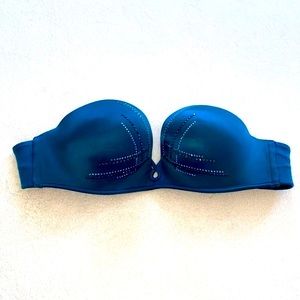 VS Bombshell Strapless Bra 32B Aqua Bling Blue